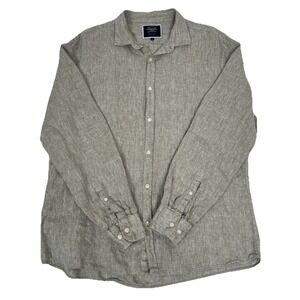 Charles Tyrwhitt Shirt Men XL Extra Slim Fit 100% Linen Button Up Work